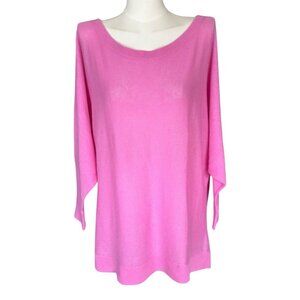 NWT Magaschoni 100% Cashmere Pink Long Sleeve Pullover Sweater Women's XL